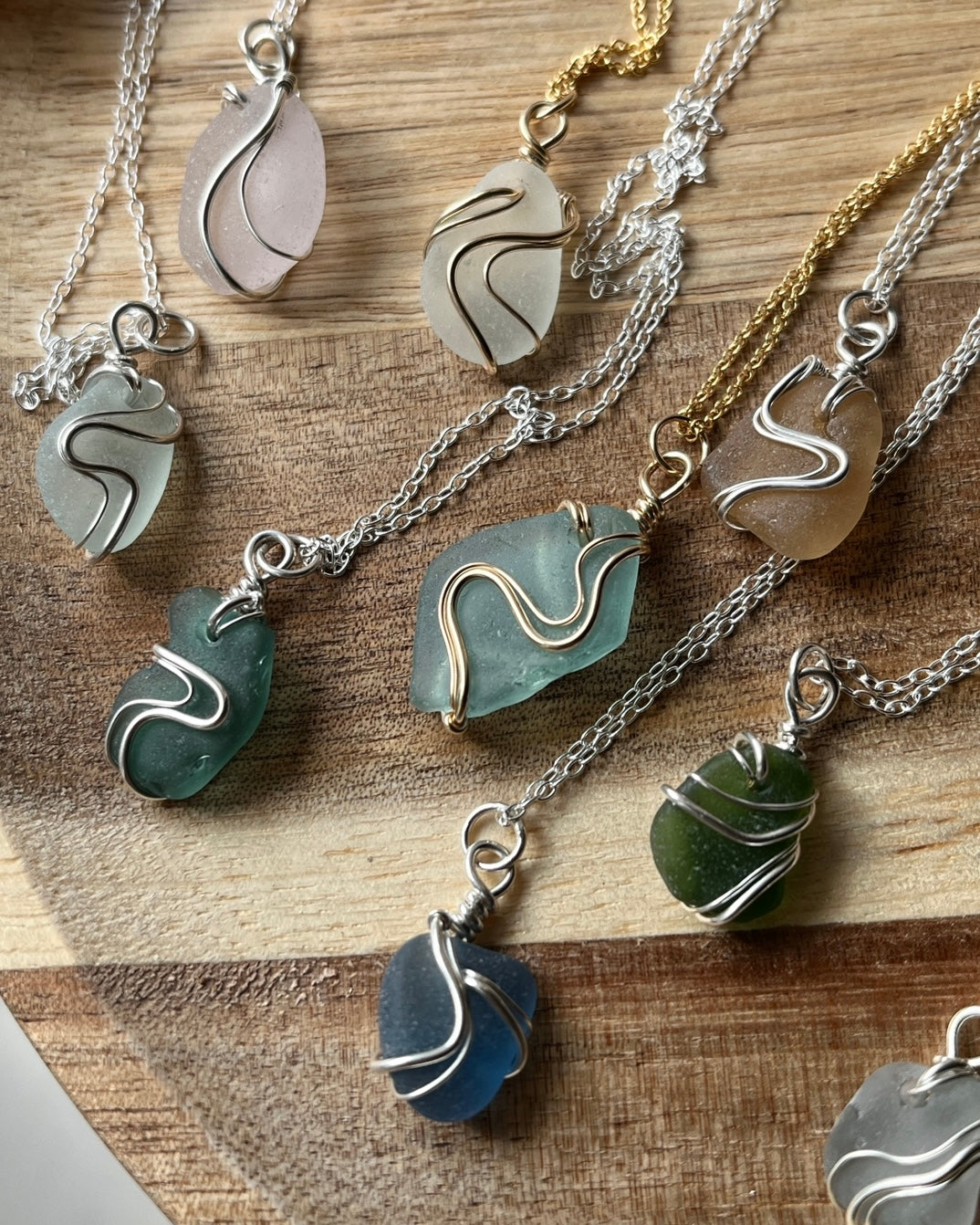 Seafoam Gold Filled Ripple Necklace