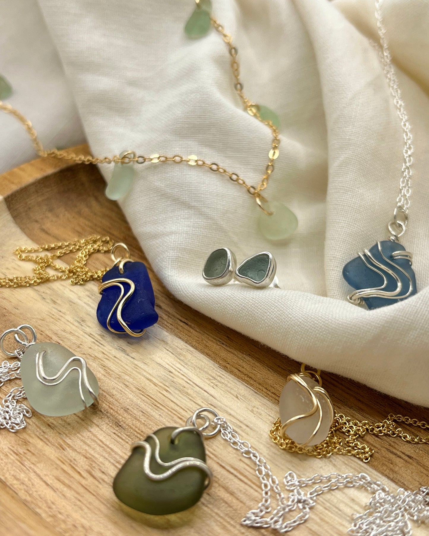 Seafoam Multi-Stoned Charm Necklace
