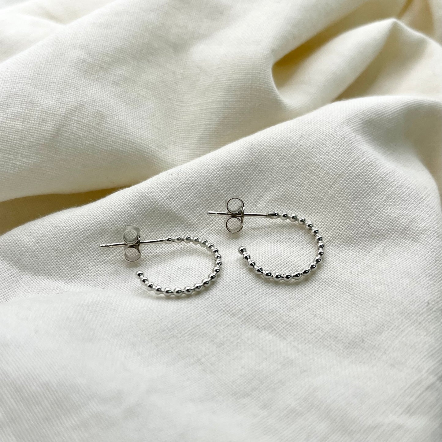 Beaded Hoop Stud Earrings