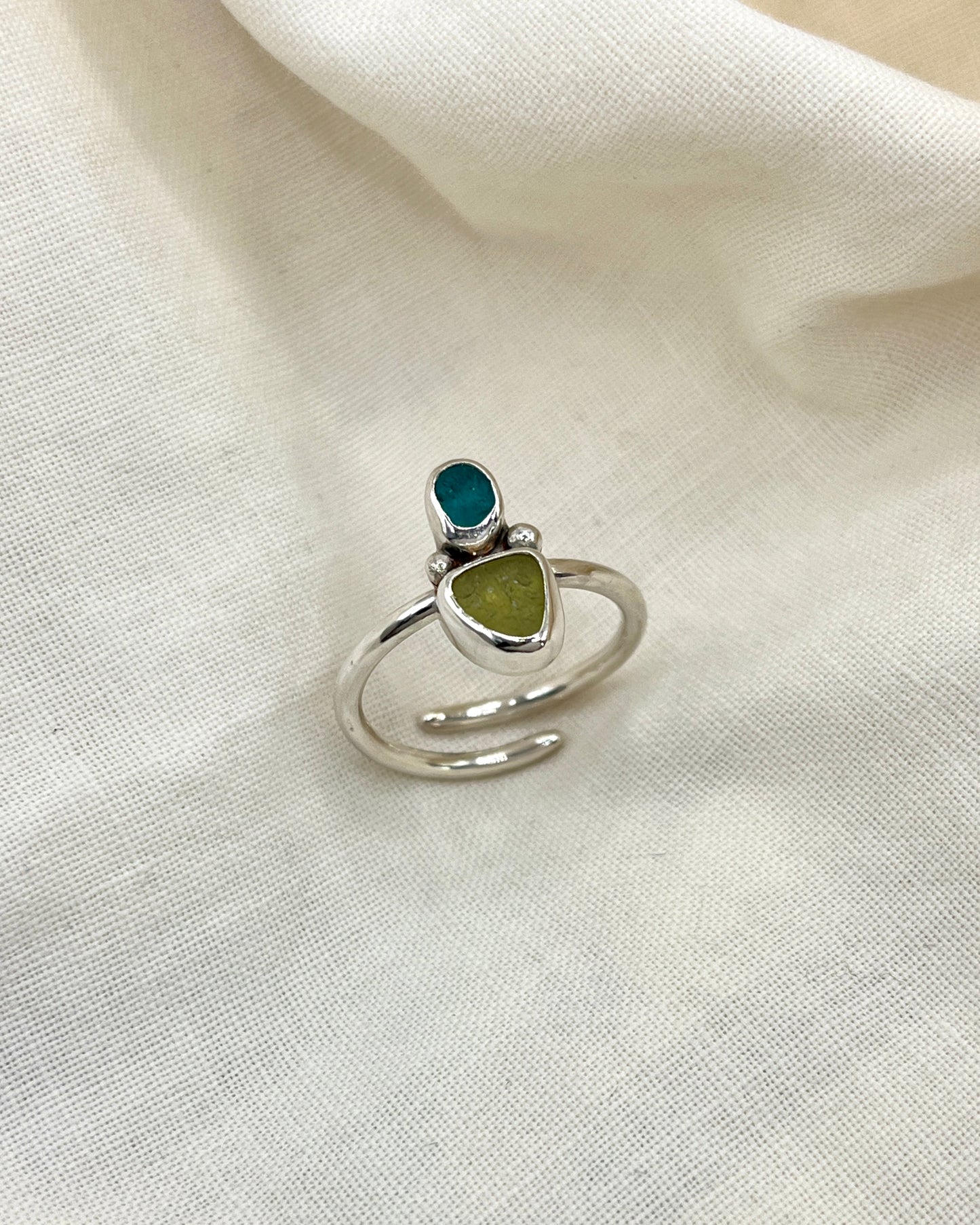 Seaham Two-Toned Turquoise Adjustable Ring