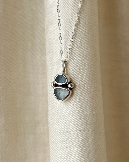 Blue Two-Toned Bezel Necklace