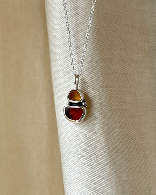 Amber Two-Toned Bezel Necklace