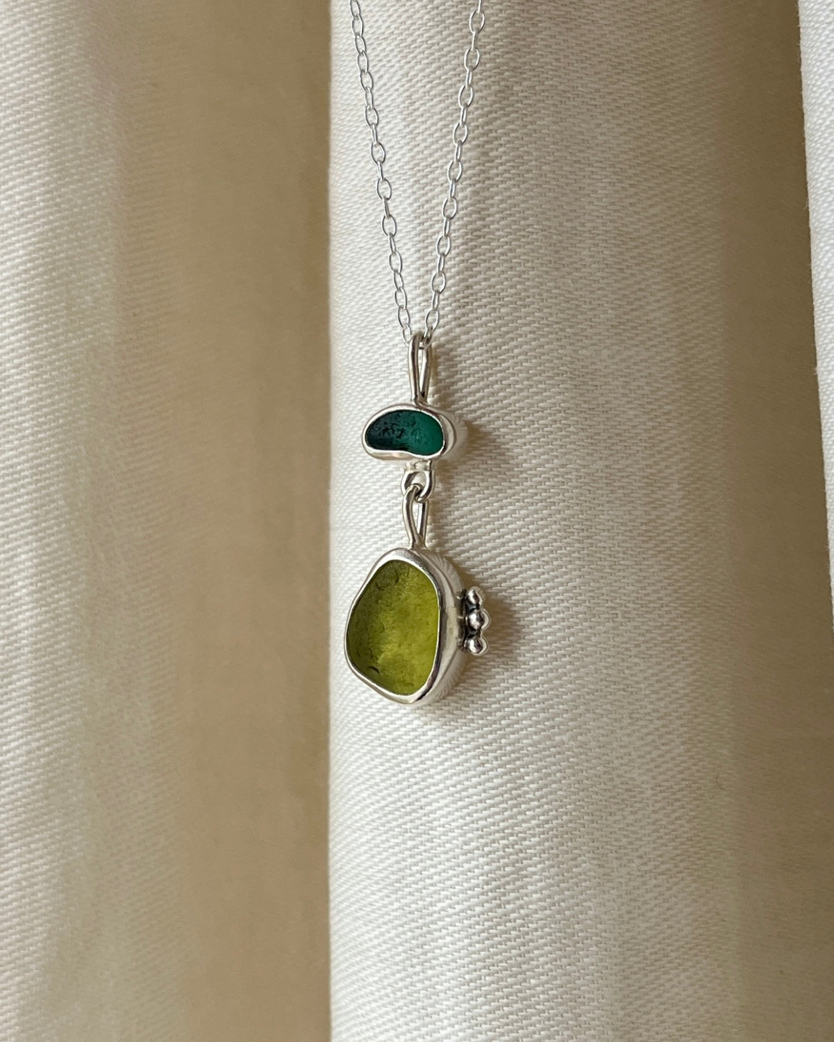 Teal + Olive Drop Necklace