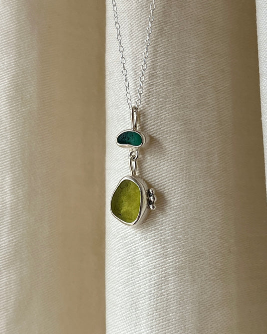 Teal + Olive Drop Necklace
