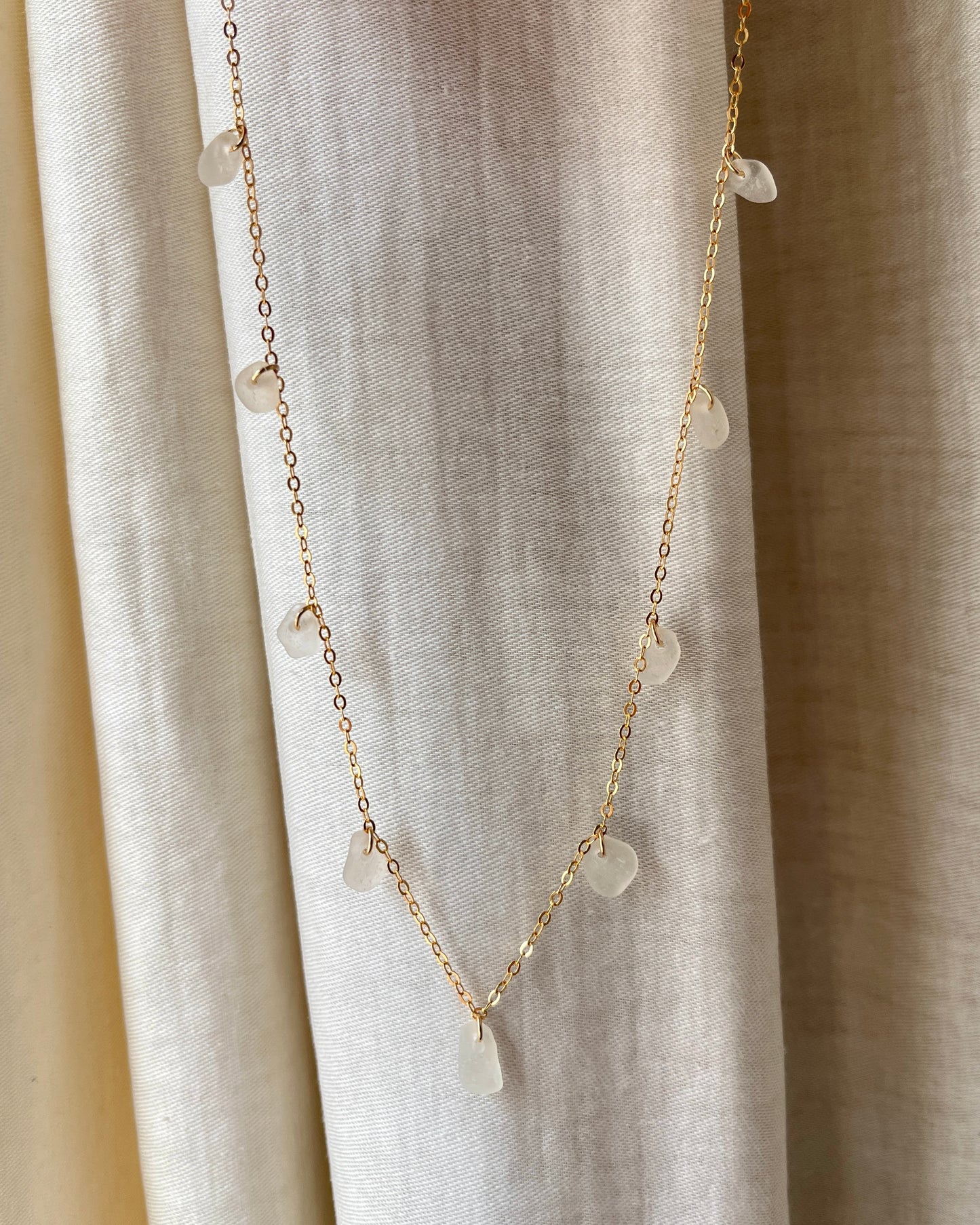 White Gold Filled Multi-Stoned Charm Necklace