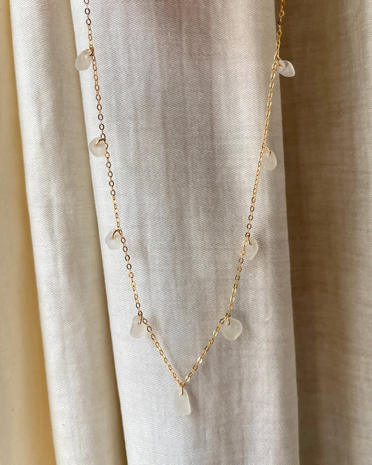 White Gold Filled Multi-Stoned Charm Necklace