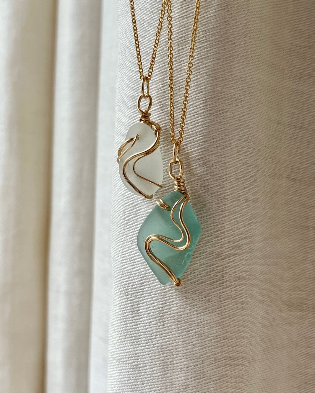 Seafoam Gold Filled Ripple Necklace