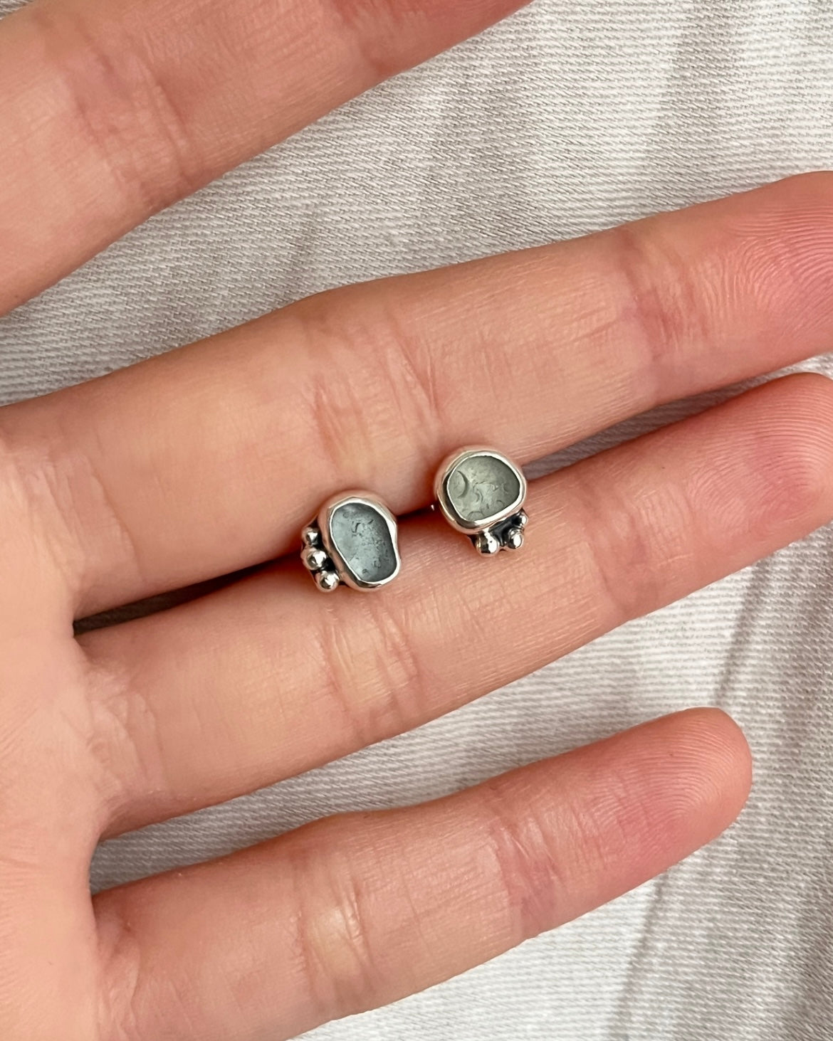 Blue/Seafoam Mismatched Stud Earrings