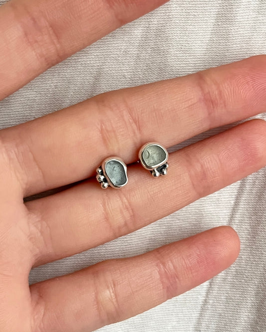 Blue/Seafoam Mismatched Stud Earrings