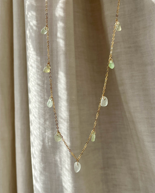 Seafoam Green Gold Filled Multi-Stoned Charm Necklace