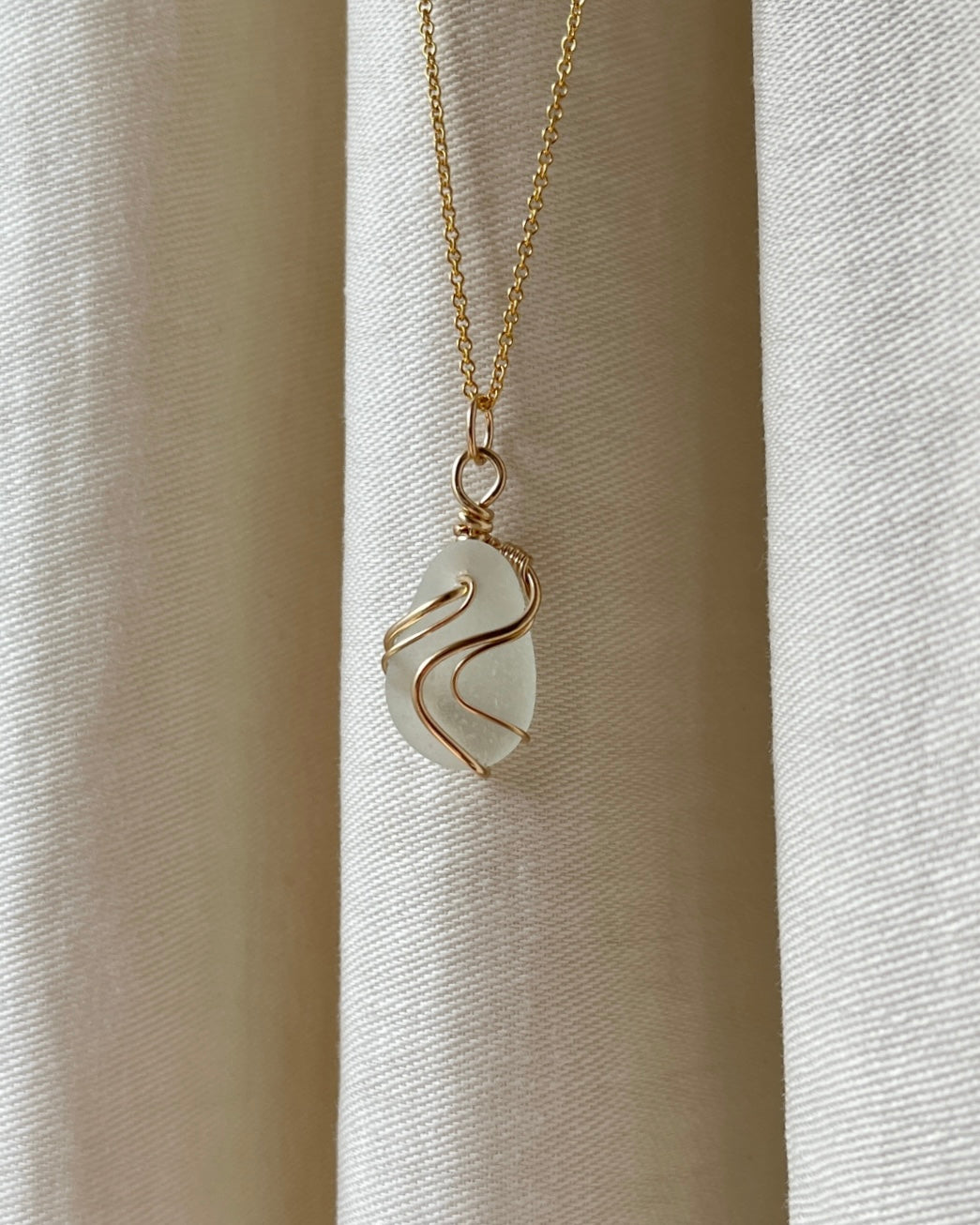 Seafoam Gold Filled Ripple Necklace
