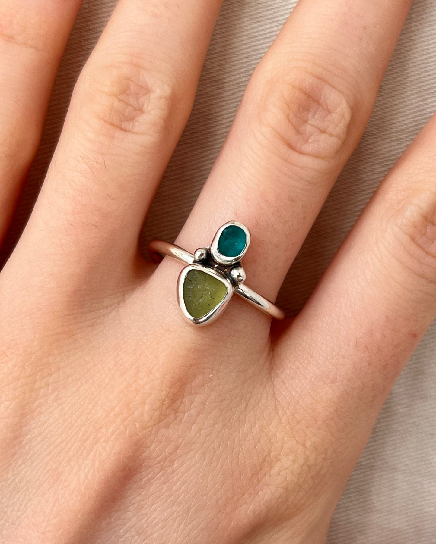 Seaham Two-Toned Turquoise Adjustable Ring