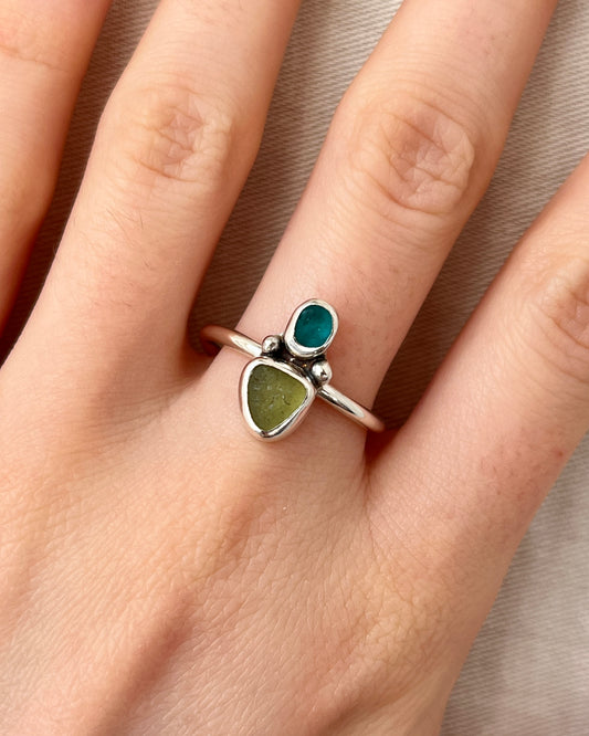 Seaham Two-Toned Turquoise Adjustable Ring