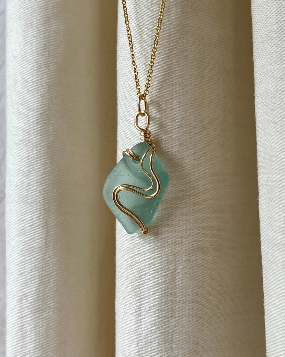 Aqua Gold Filled Ripple Necklace