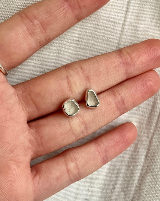 White Stud Earrings