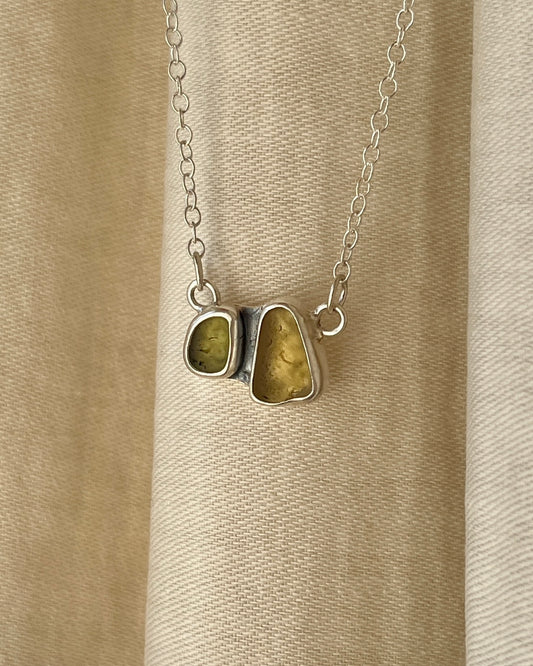Green Two-Toned Bezel Necklace