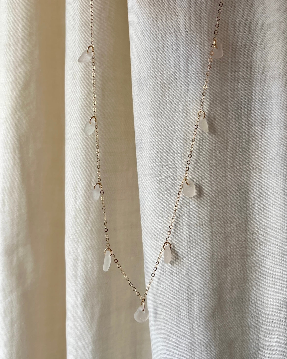 White Gold Filled Multi-Stoned Charm Necklace