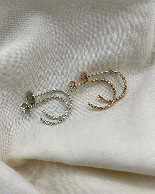 Beaded Hoop Stud Earrings