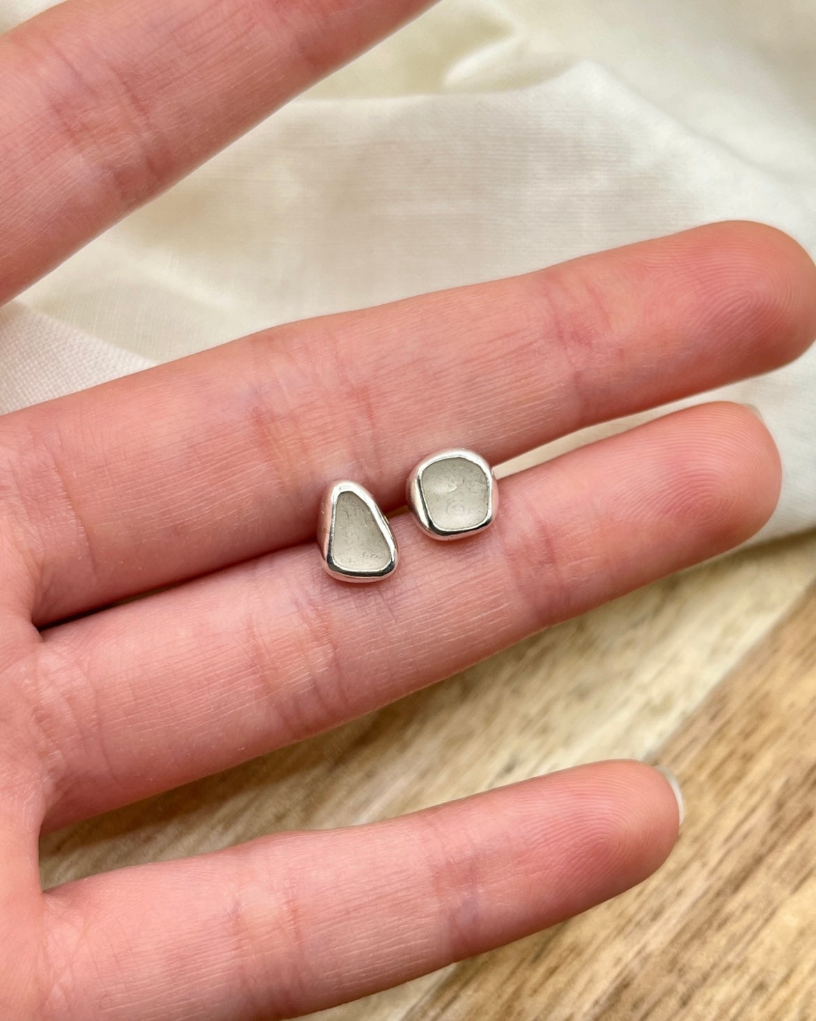 White Stud Earrings
