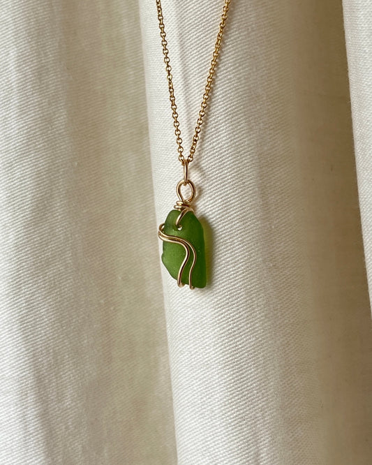 Green Gold Filled Ripple Necklace