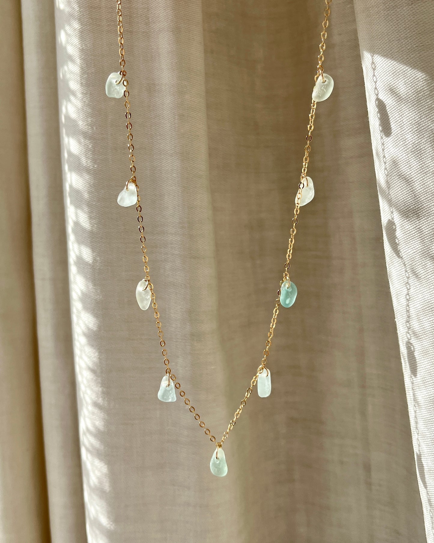 Seafoam Gold Filled Multi-Stoned Charm Necklace
