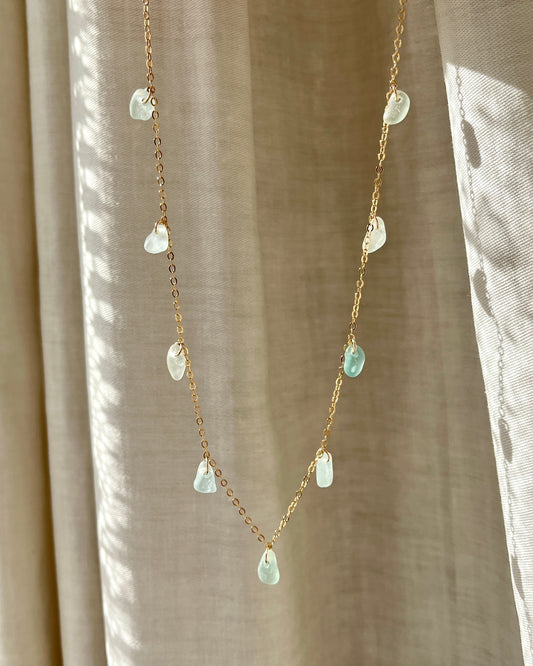 Seafoam Gold Filled Multi-Stoned Charm Necklace