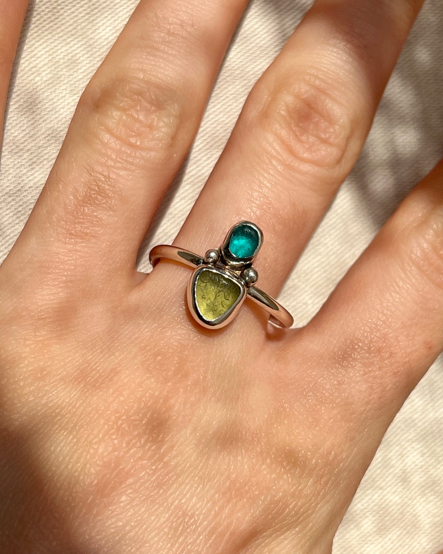 Seaham Two-Toned Turquoise Adjustable Ring
