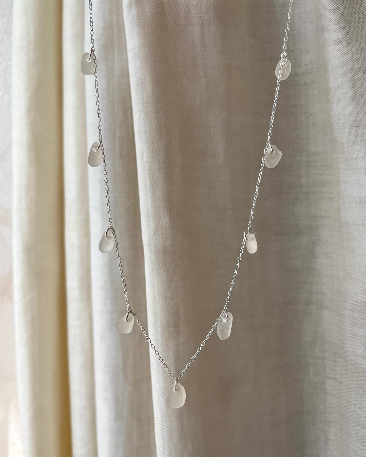 White Multi-Stoned Charm Necklace