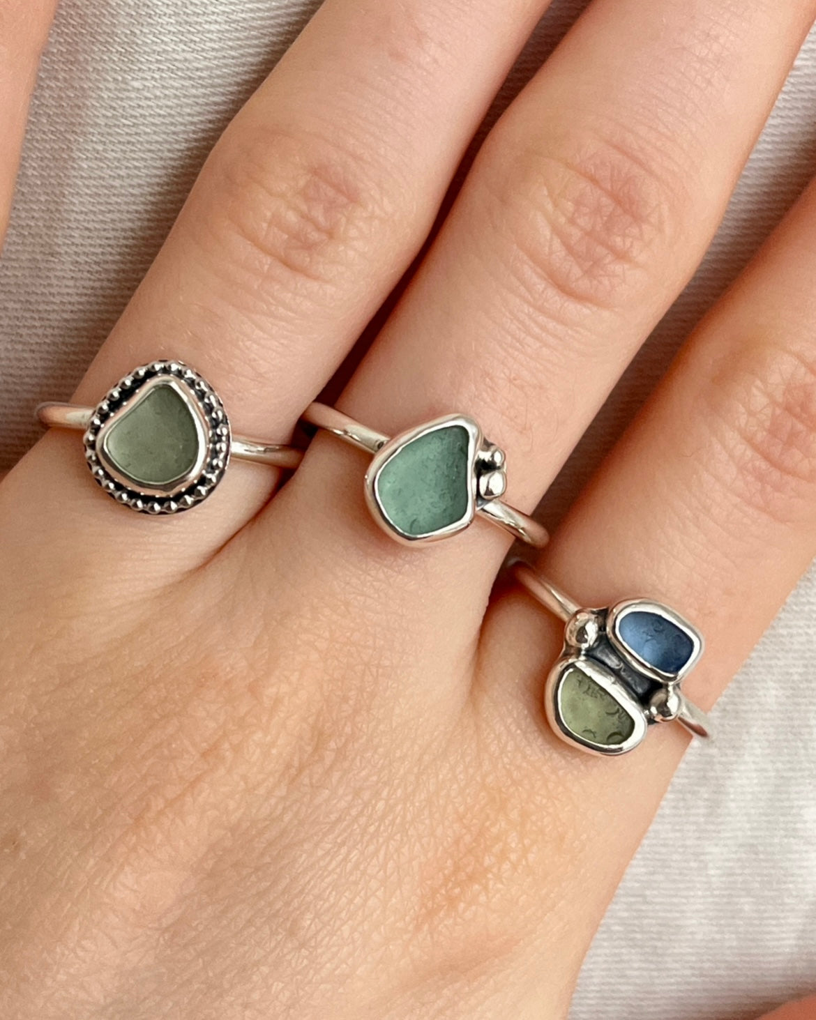 Blue/Green Two-Toned Adjustable Ring