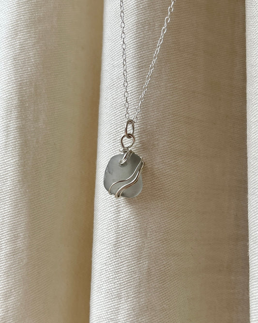 Blue Grey Ripple Necklace