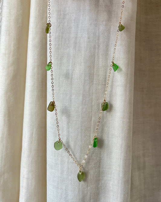 Green Gold Filled Multi-Stoned Charm Necklace