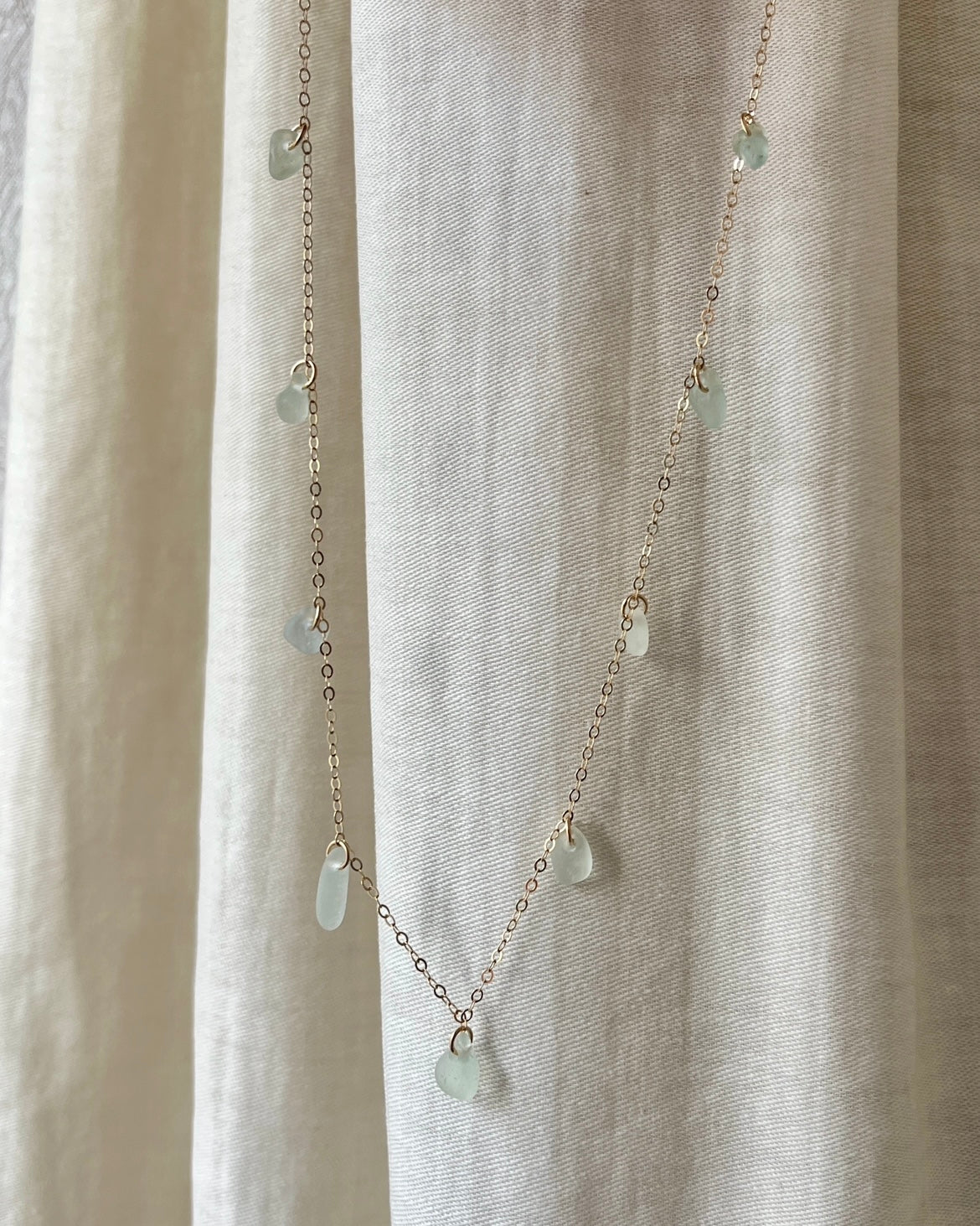 Seafoam Gold Filled Multi-Stoned Charm Necklace