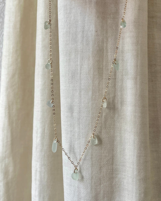 Seafoam Gold Filled Multi-Stoned Charm Necklace