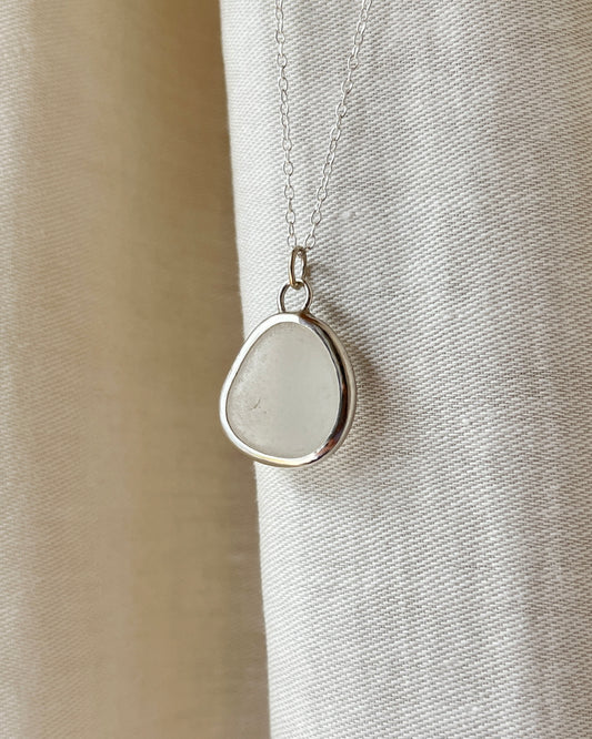 White Backless Bezel Necklace