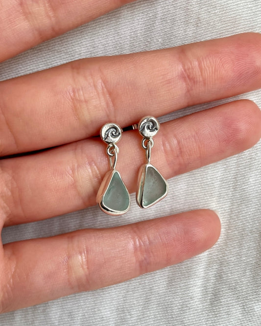 Aqua Drop Stud Earrings