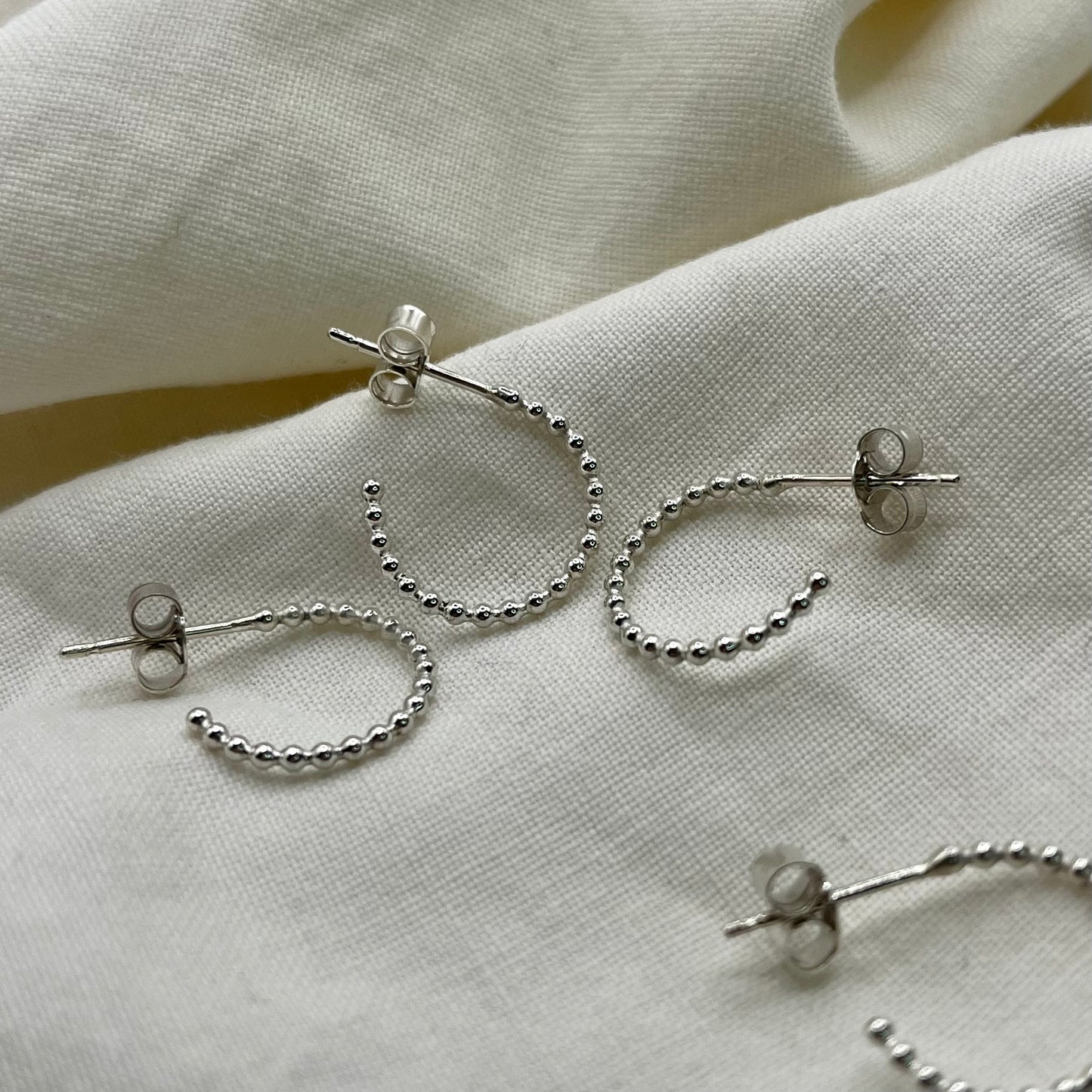 Beaded Hoop Stud Earrings