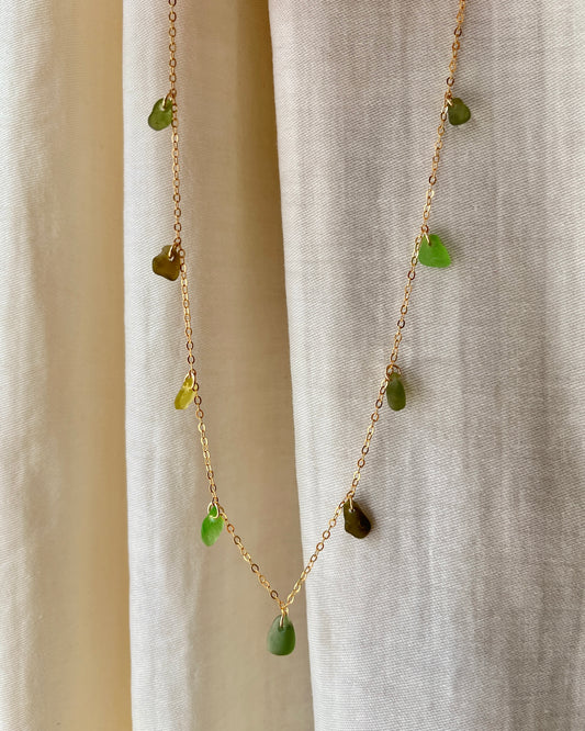 Green Gold Filled Multi-Stoned Charm Necklace