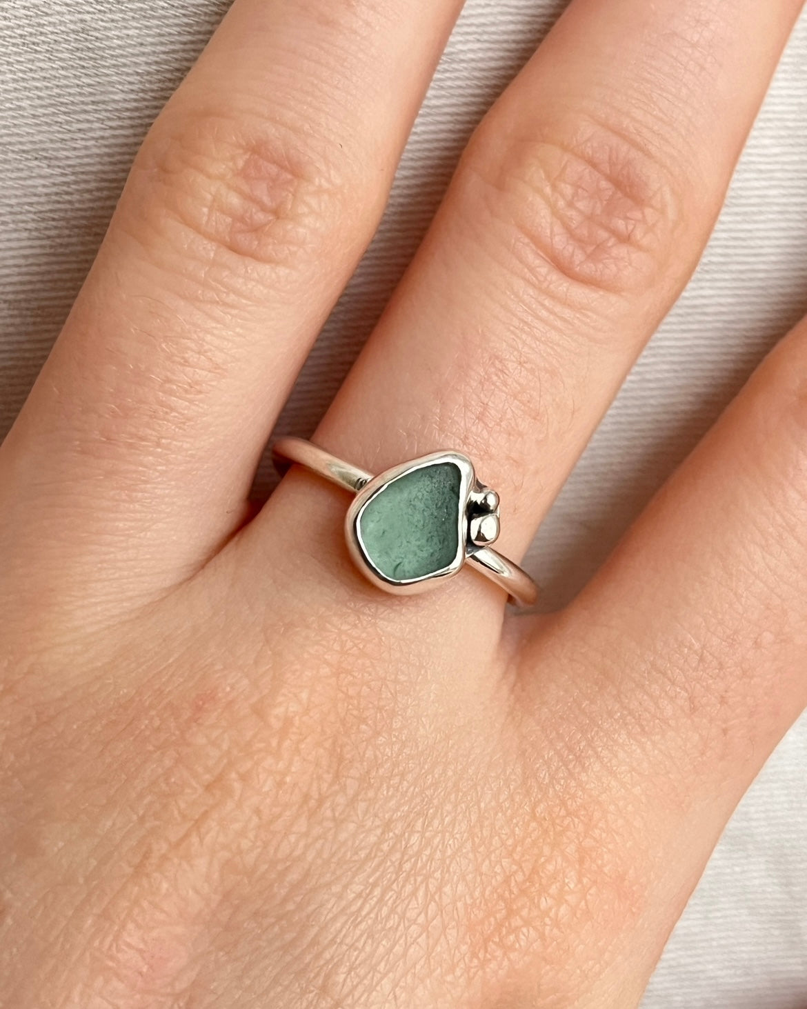Aqua Embellished Adjustable Ring