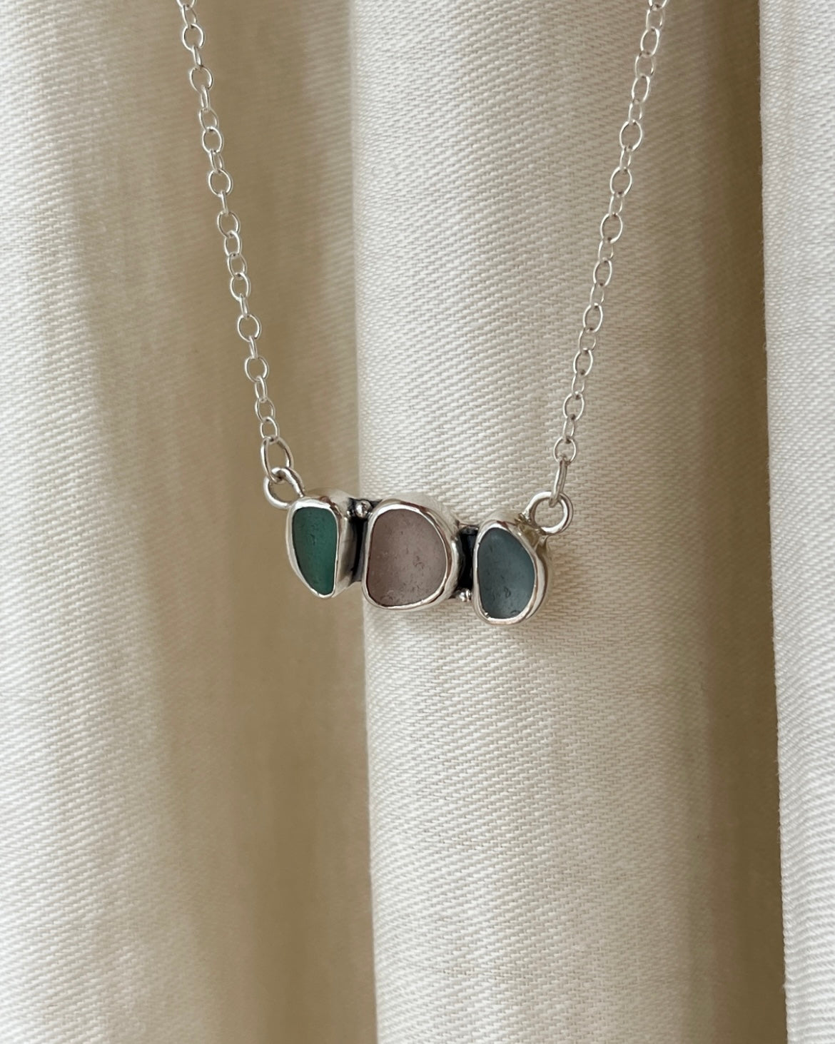 Three-Toned Sea Glass Necklace