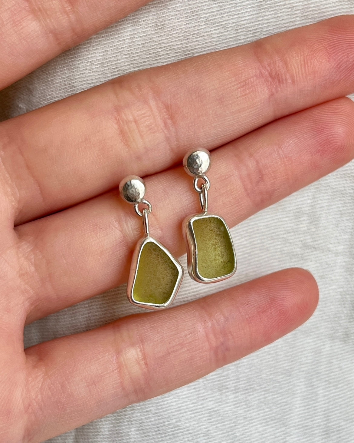 Olive Drop Stud Earrings