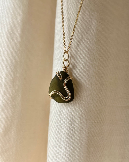 Pirate Glass Gold Filled Ripple Necklace