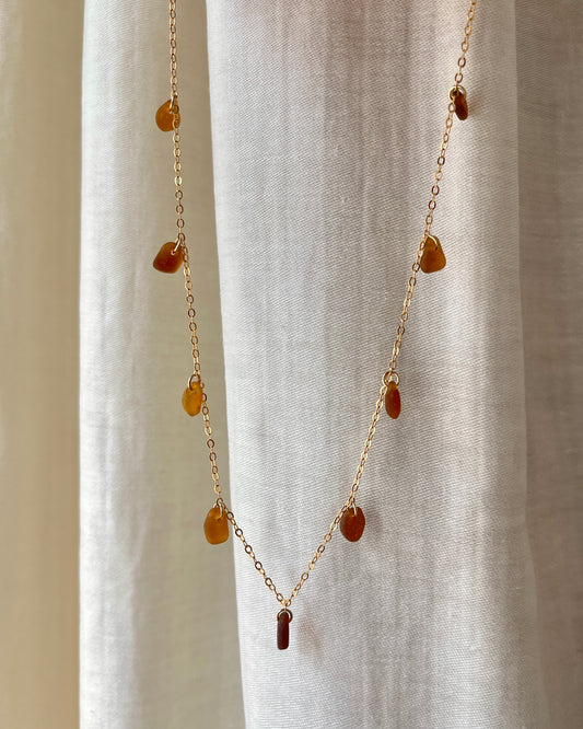 Brown Gold Filled Multi-Stoned Charm Necklace